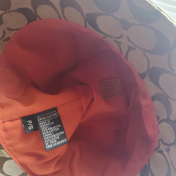 Coach Brown Monogram Hat with Orange Interior - Picture 2 of 6